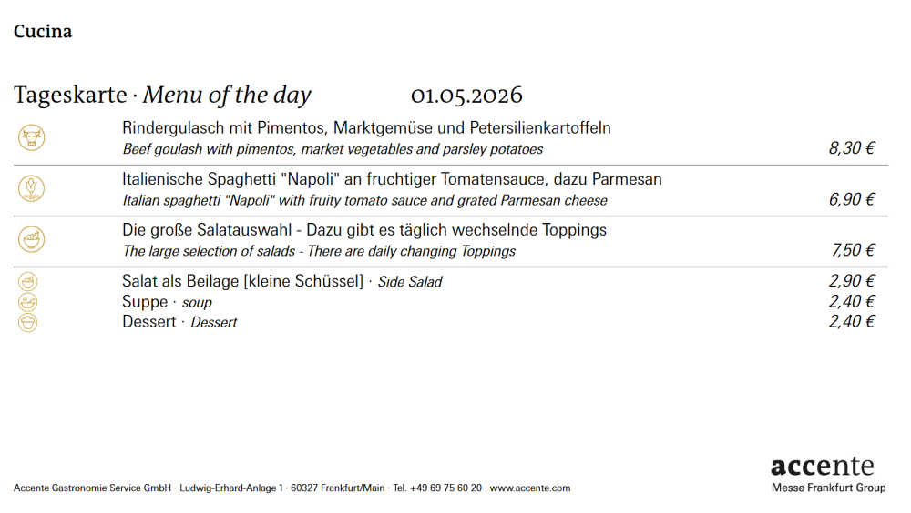 Our menu for Friday, 01-05-2026
