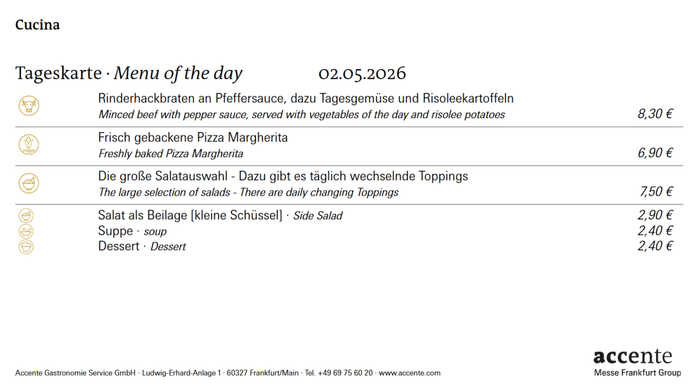 Our menu for Saturday, 02-05-2026