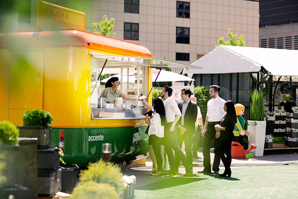 Foodtrucks accente auf der Messe Frankfurt